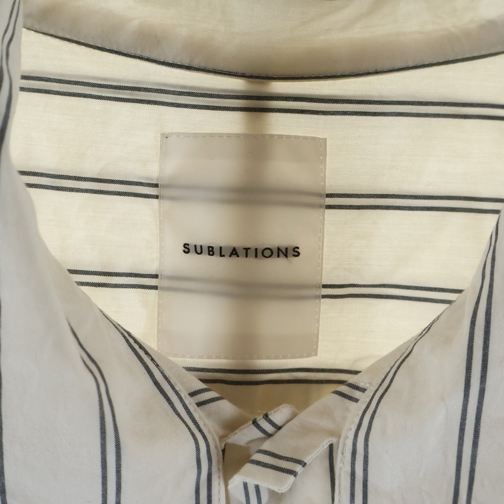 SUBLATIONS(サブレーションズ) STRIPE SHIRT ストライプ柄 ボウタイ 長袖シャツ ベージュ S081303
