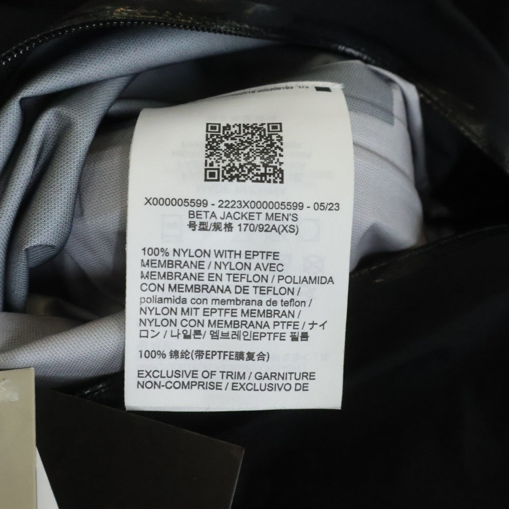 ARC'TERYX(アークテリクス) 23SS BETA JACKET GORE-TEX ベータ ゴアテックス ナイロンフーデッドジャケット ブラック X000005599-2223