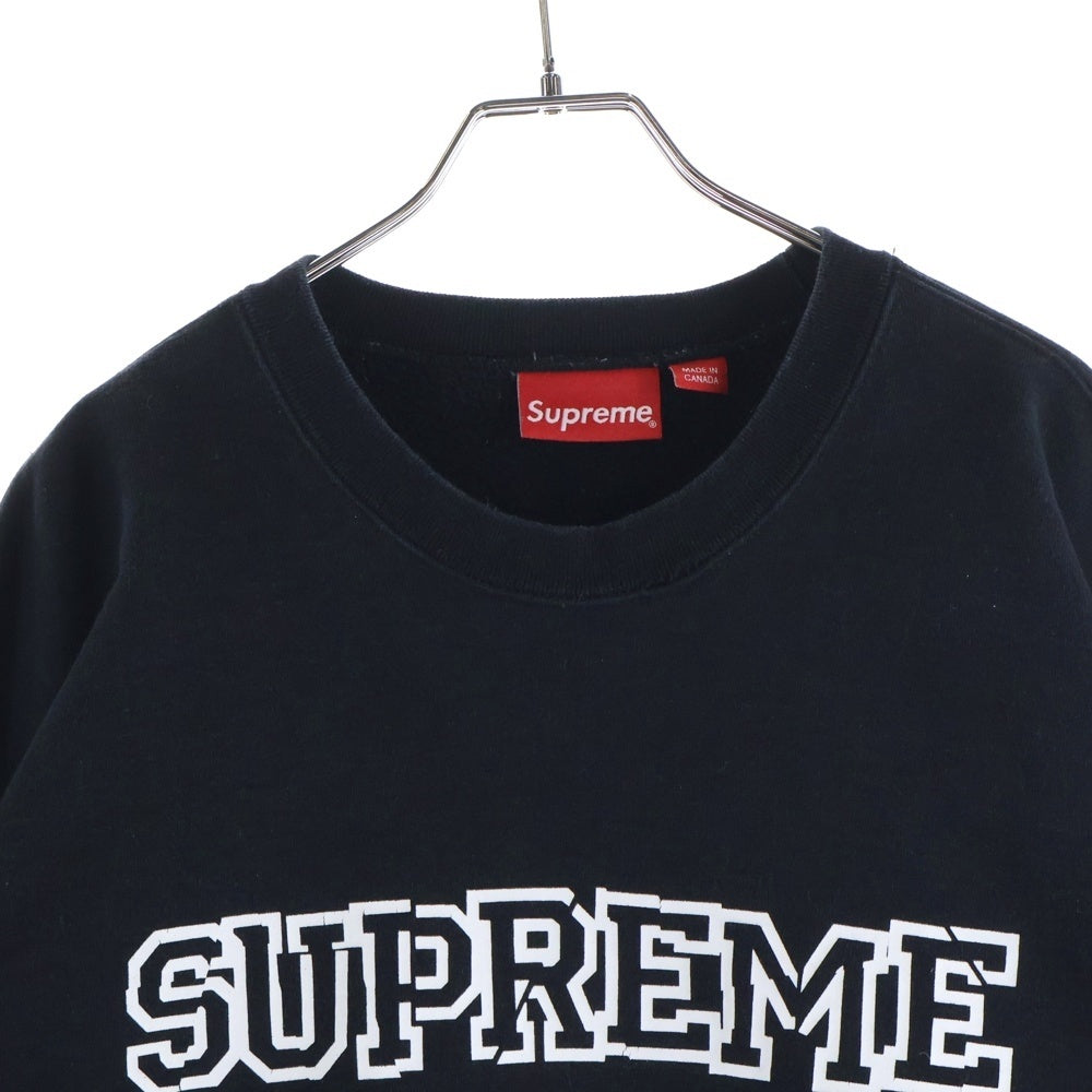 SUPREME(シュプリーム) 21AW Shattered Logo Crewneck ロゴプリント プルオーバークルーネックスウェットシャツ トレーナー ブラック