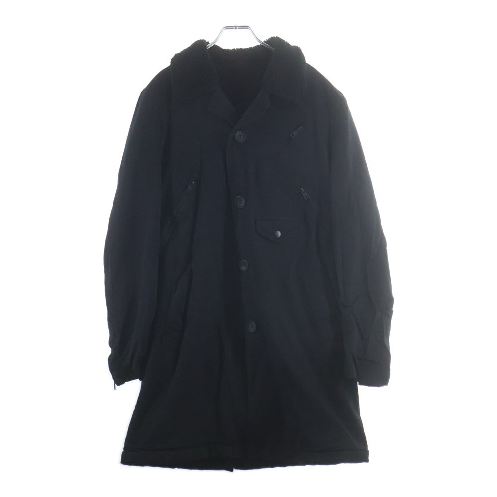 COMME des GARCONS HOMME(コムデギャルソンオム) 05AW AD2005 裏地ボア 製品染め ポリ縮ロングコート ブラック HP-C007
