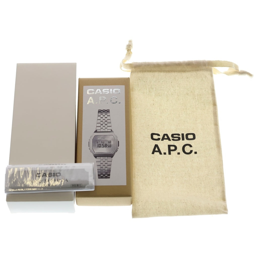A.P.C(アーペーセー) ×CASIO A1000ACD-7JR カシオ ステンレススチール デジタル時計 ウォレット シルバー