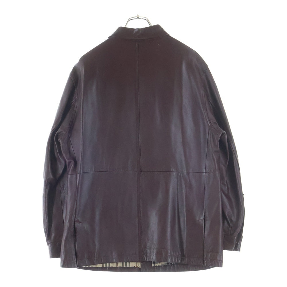BURBERRY LONDON(バーバリーロンドン) シープレザー 裏地ノヴァチェック カーコート ジャケット バーガンディー
