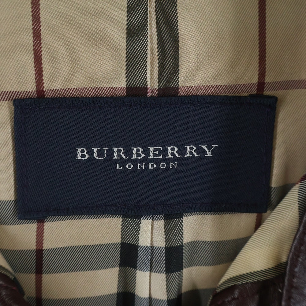 BURBERRY LONDON(バーバリーロンドン) シープレザー 裏地ノヴァチェック カーコート ジャケット バーガンディー
