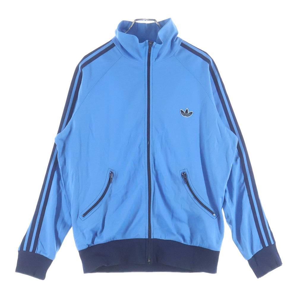 adidas(アディダス) 80-90S VINTAGE ユーロヴィンテージ トレフォイルロゴ 万国旗タグ 八の字ジップ ポリエステル トラックジャケット ジャージ ブルー