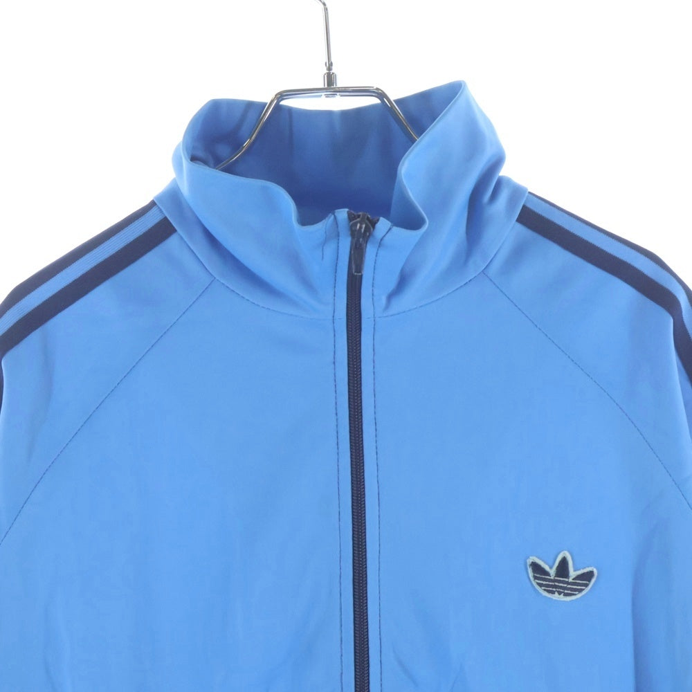 adidas(アディダス) 80-90S VINTAGE ユーロヴィンテージ トレフォイルロゴ 万国旗タグ 八の字ジップ ポリエステル トラックジャケット ジャージ ブルー