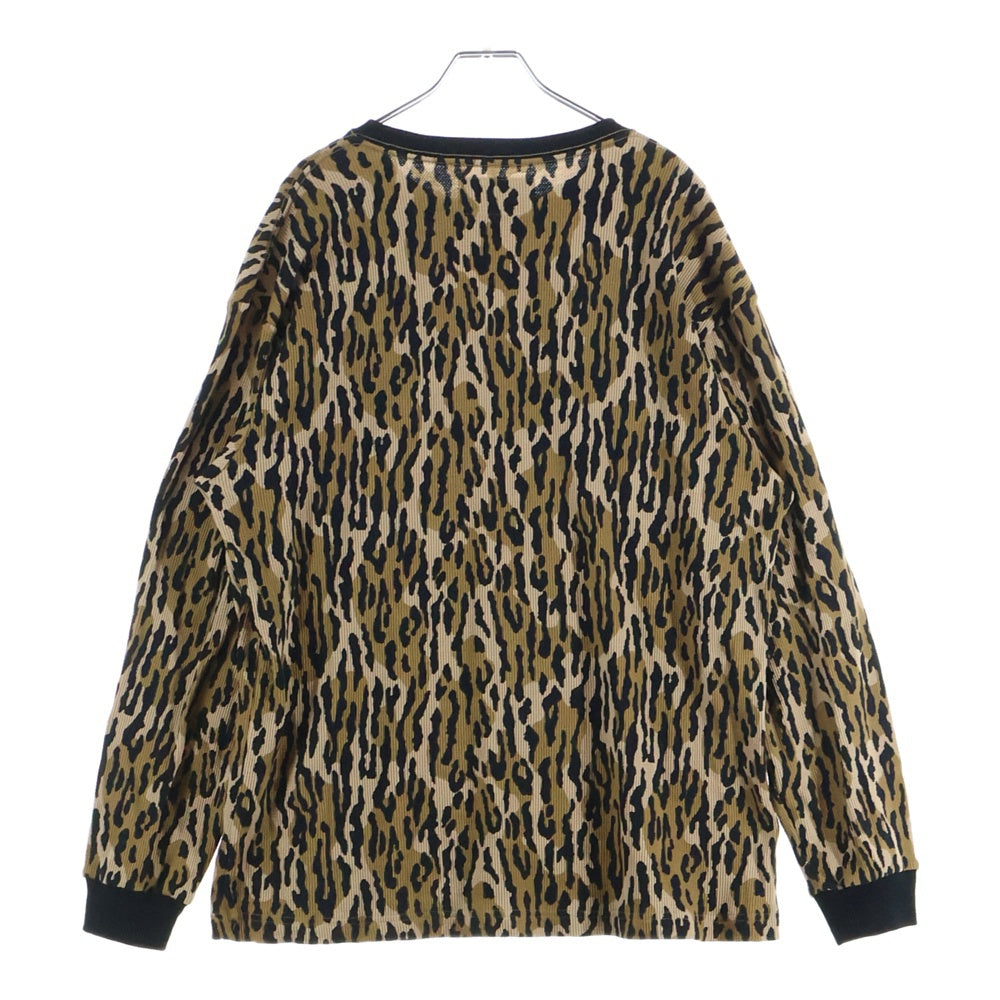 WACKO MARIA(ワコマリア) 22SS LEOPARD THERMAL SHIRT レオパード サーマルクルーネック長袖Tシャツ カットソー ブラウン 22SS-WMT-TM02