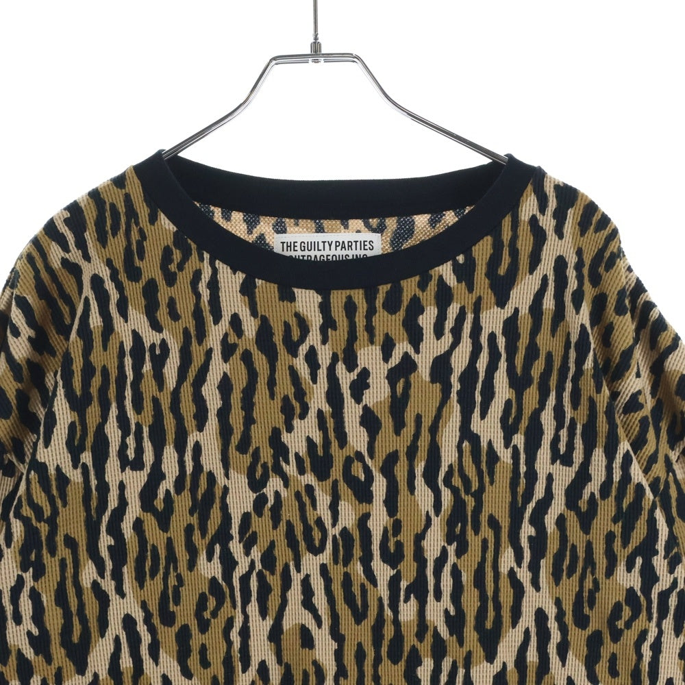 WACKO MARIA(ワコマリア) 22SS LEOPARD THERMAL SHIRT レオパード サーマルクルーネック長袖Tシャツ カットソー ブラウン 22SS-WMT-TM02