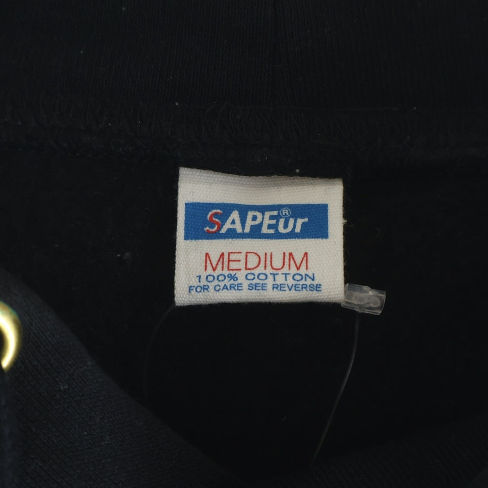SAPEur(サプール) YEAR OF THE SNAKE HOODIE スネークバックプリント スウェット プルオーバーパーカー ブラック