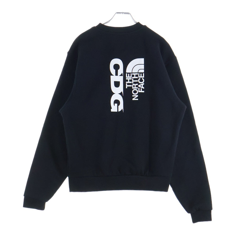 CDG(シーディージー) ×THE NORTH FACE SWEAT CREWNECK ザノースフェイス ダブルネームロゴプリント クルーネック スウェット トレーナー ブラック NT02602CD