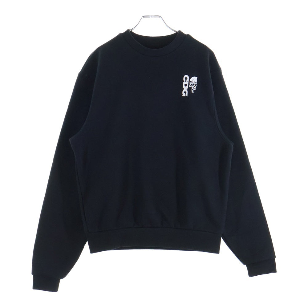 CDG(シーディージー) ×THE NORTH FACE SWEAT CREWNECK ザノースフェイス ダブルネームロゴプリント クルーネック スウェット トレーナー ブラック NT02602CD