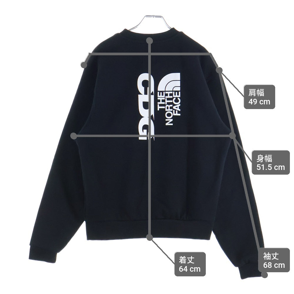 CDG(シーディージー) ×THE NORTH FACE SWEAT CREWNECK ザノースフェイス ダブルネームロゴプリント クルーネック スウェット トレーナー ブラック NT02602CD