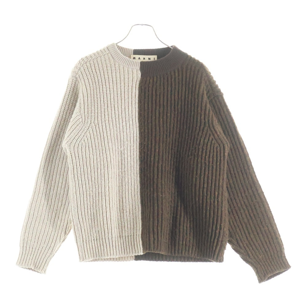 MARNI(マルニ) 16AW バイカラー ローゲージ ウール モックネック プルオーバー ニット セーター ブラウン M05GP0024