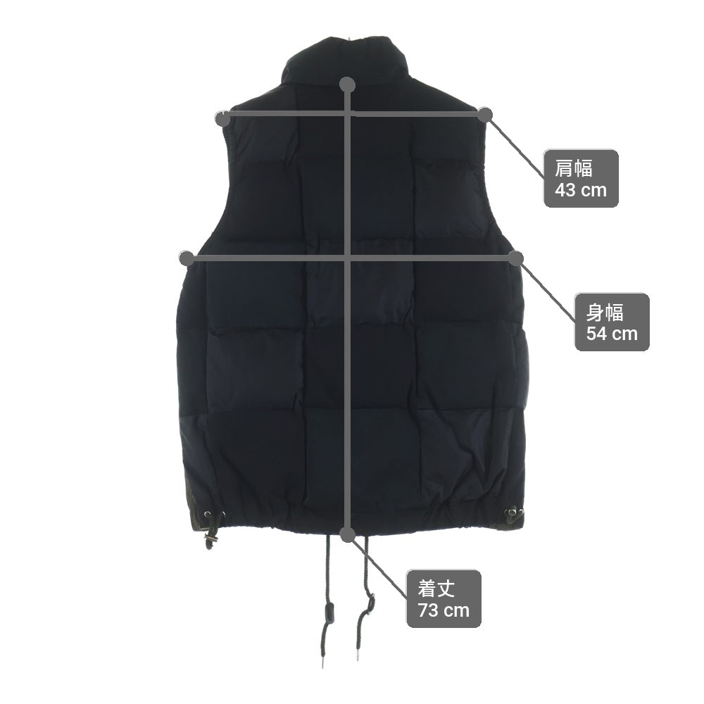 Sacai(サカイ) 23AW FAUX SUEDE MIX VEST フェイク スウェード切り替え ミックス ジップアップ ダウン ベスト ブラック 23-03211M