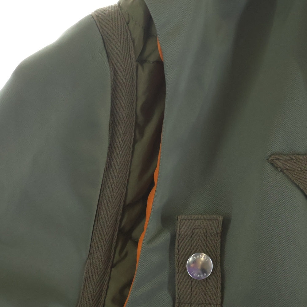 Sacai(サカイ) 22AW NYLON TWILL MIX BLOUSON ナイロン ツイル ミックス ドッキング ライナー付き ジップアップ ボンバージャケット カーキ 22-02824M