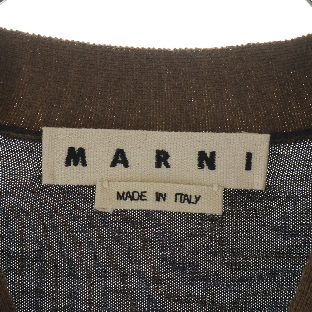 MARNI(マルニ) 16AW バイカラー ウール Vネック ニット カーディガン ブラウンM05HA0039
