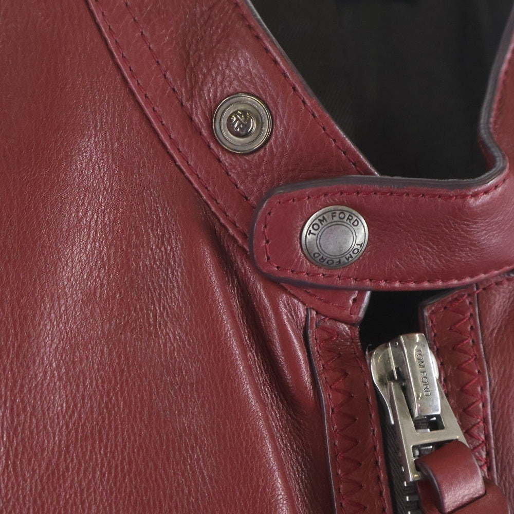 TOM FORD(トムフォード) スリムフィット シングルライダース レザージャケット バーガンディ BW486TFL822