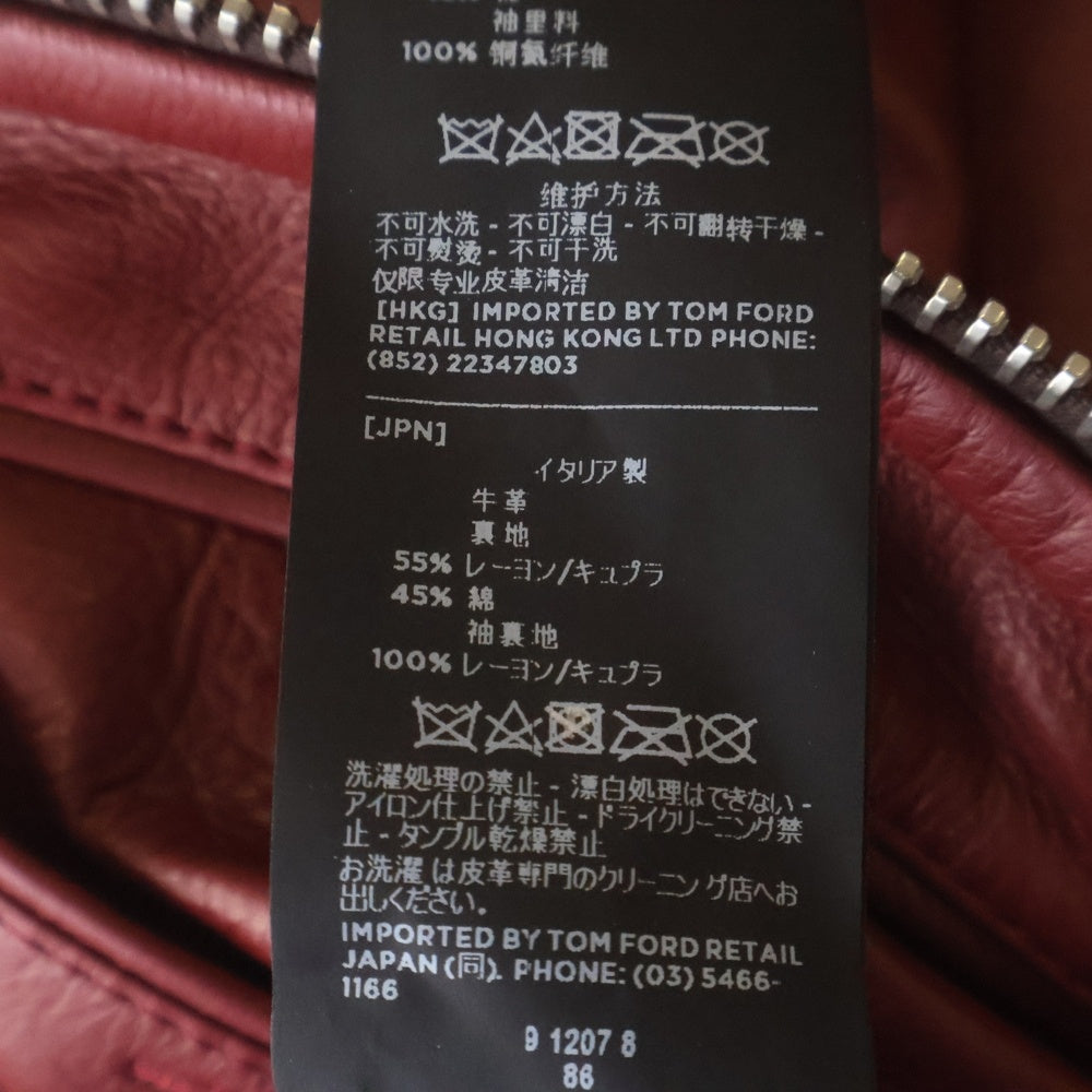 TOM FORD(トムフォード) スリムフィット シングルライダース レザージャケット バーガンディ BW486TFL822
