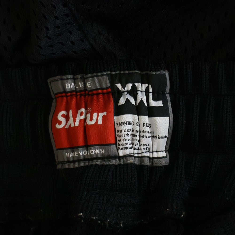 SAPEur(サプール) UofS Uniform Basket Shorts フロントロゴ ユニフォーム バスケットショーツ メッシュハーフパンツ ブラック/ホワイト