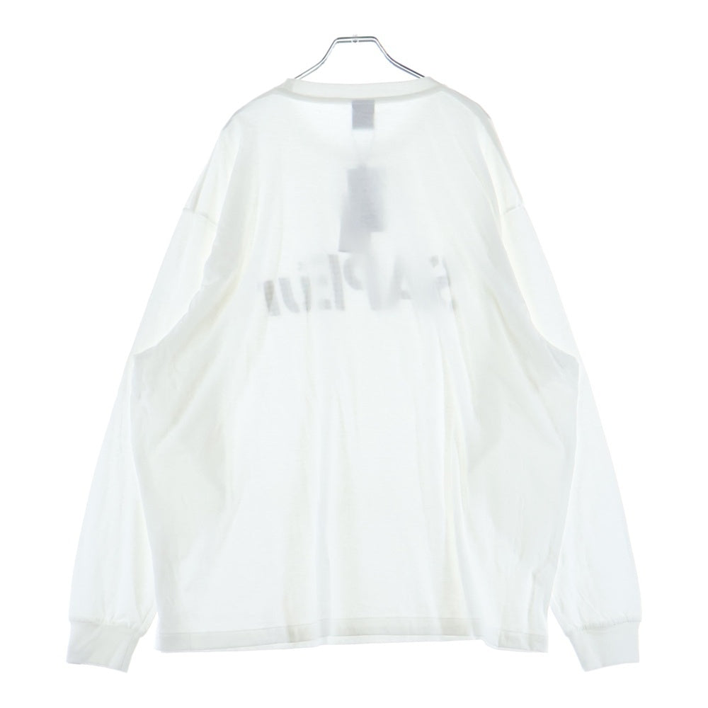SAPEur(サプール) CHIDORI PATTERN CREW NECK 10周年記念 フロント 千鳥格子ロゴプリントTシャツ 長袖クルーネックカットソー ホワイト A0025-420
