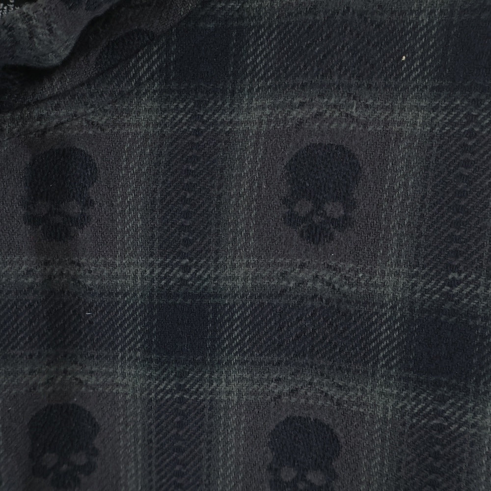 SUPREME(シュプリーム) 25AW ×Number(N)ine Hooded Flannel Shirt ナンバーナイン スカル総柄 フーデッド長袖フランネルシャツ グレー/ブラック