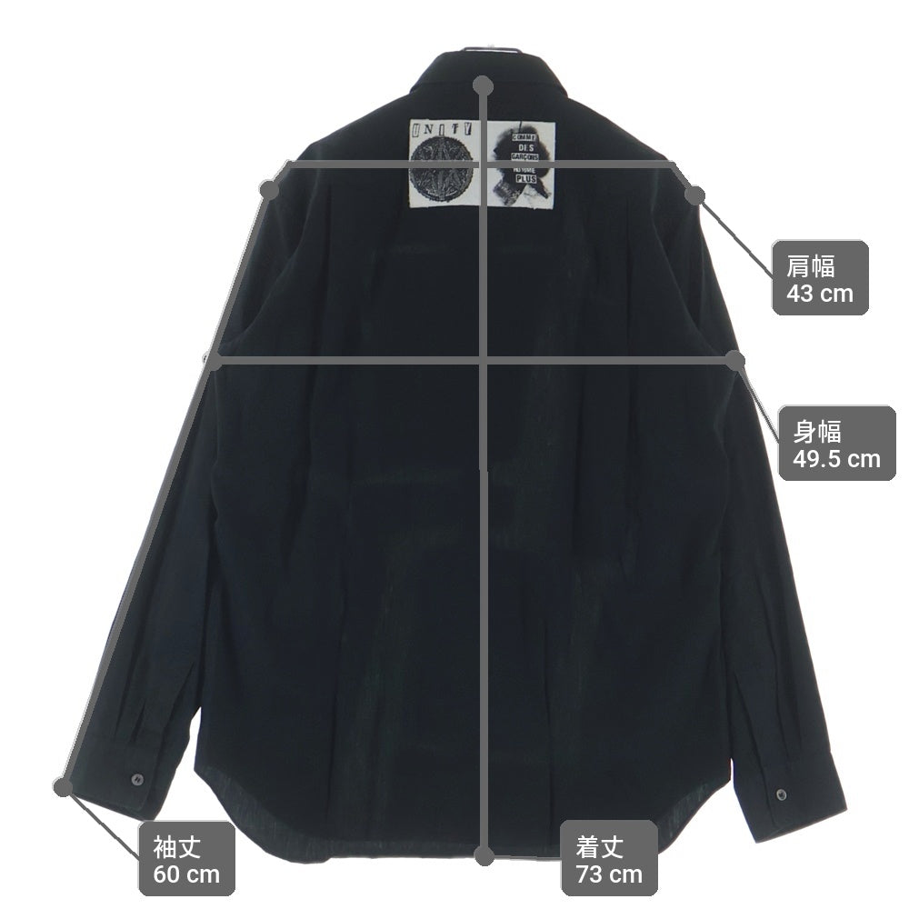 COMME des GARCONS HOMME PLUS(コムデギャルソンオムプリュス) 08AW AD2008 バックワッペン カットオフデザイン コットン 長袖シャツ ブラック PB-B004