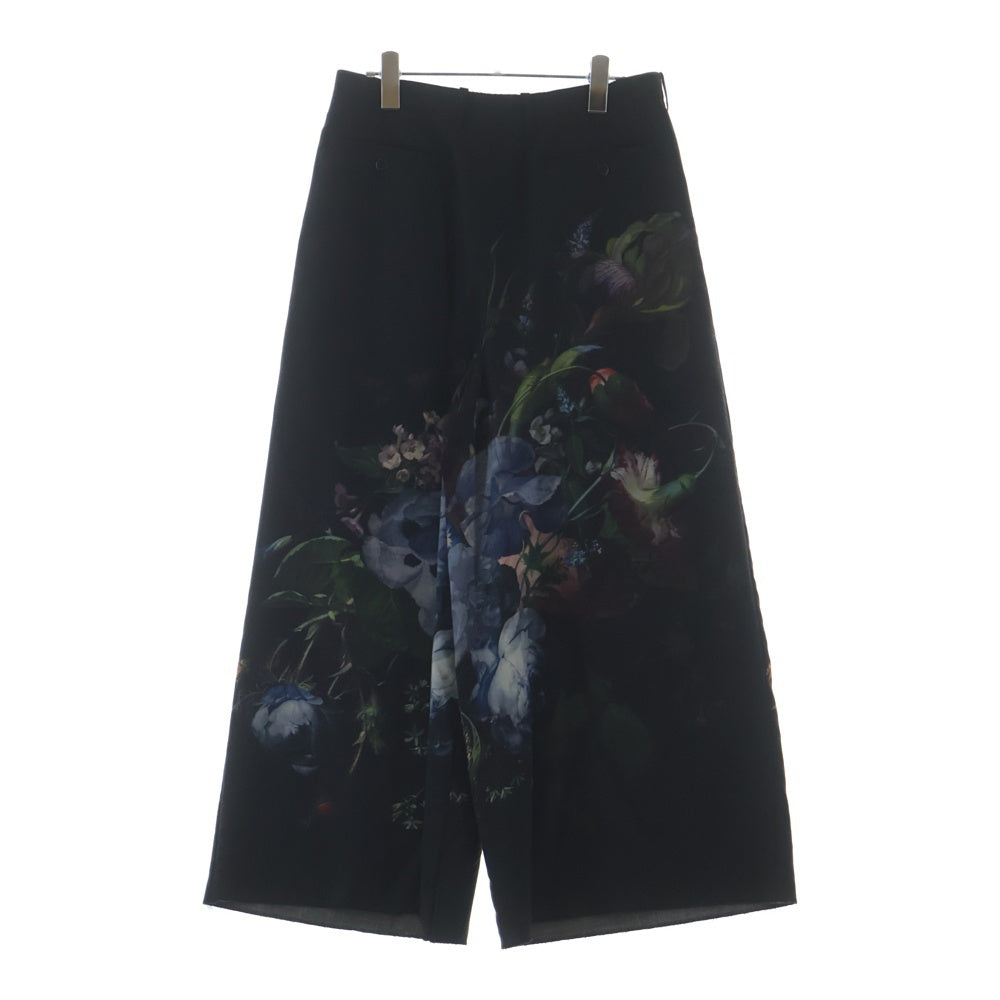 LAD MUSICIAN(ラッドミュージシャン) 19AW 2TUCK CROPPED WIDE SLACKS 花柄 2タック クロップド ワイドスラックス ブラック 2219-573