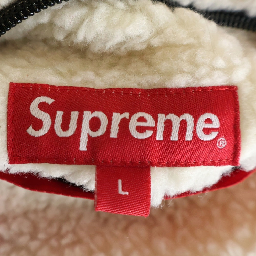 SUPREME(シュプリーム) 18AW Reversible Logo Fleece Jacket リバーシブル ロゴ総柄 フリースジャケット ホワイト/レッド