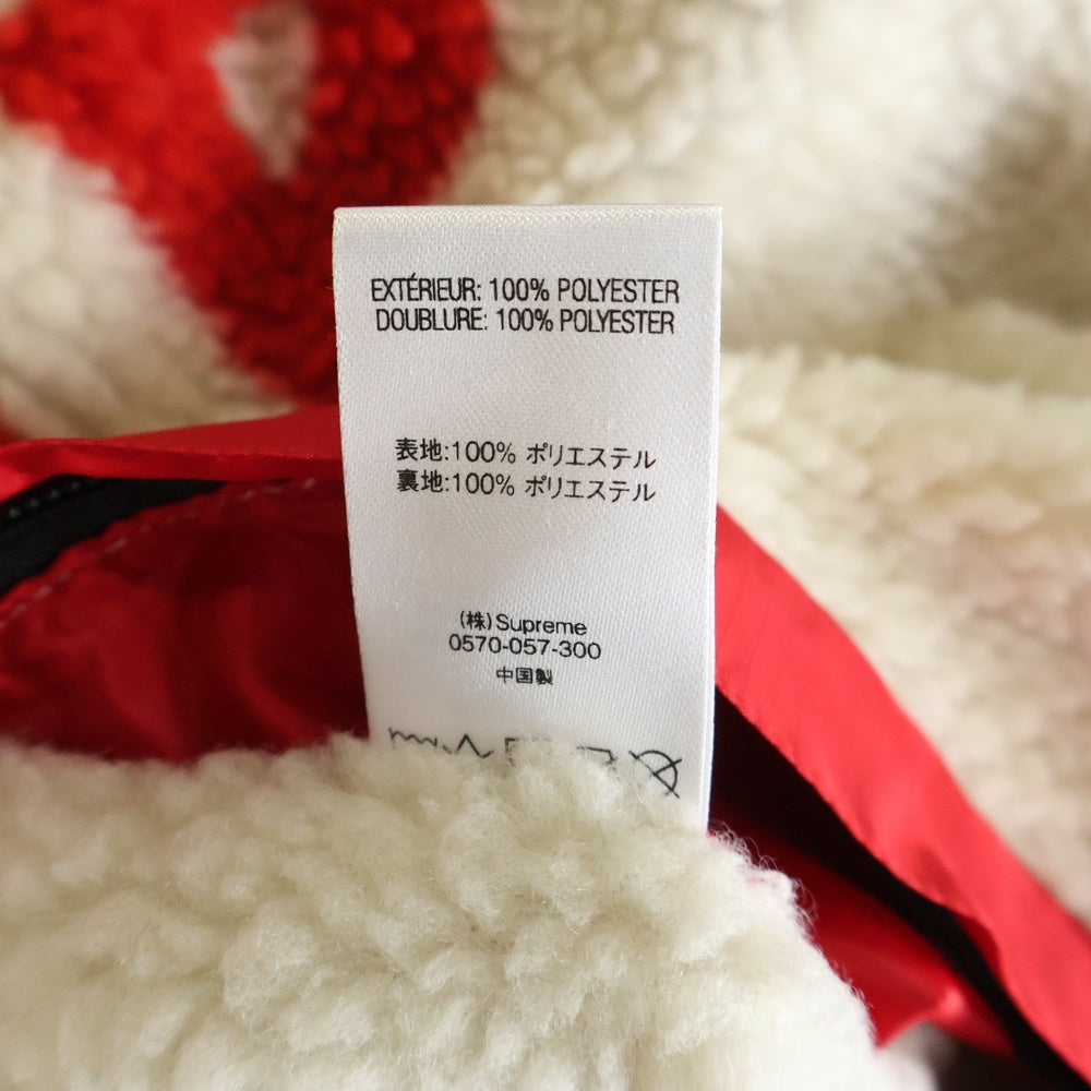 SUPREME(シュプリーム) 18AW Reversible Logo Fleece Jacket リバーシブル ロゴ総柄 フリースジャケット ホワイト/レッド