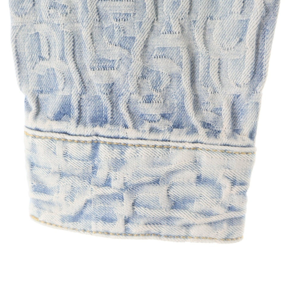 Acne Studios(アクネ ストゥディオズ) MONOGRAM JACQUARD DENIM JACKET モノグラム総柄刺繍 クロップド デニムトラッカージャケット レディース インディゴ FN-WN-OUTW000882