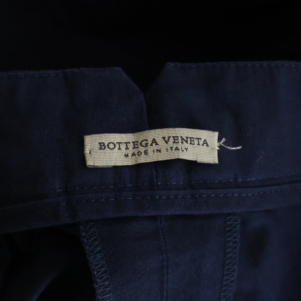 BOTTEGA VENETA(ボッテガヴェネタ) リネン混 ボタンフライ ストレートスラックスパンツ ネイビー