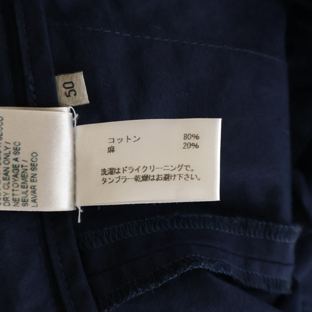 BOTTEGA VENETA(ボッテガヴェネタ) リネン混 ボタンフライ ストレートスラックスパンツ ネイビー