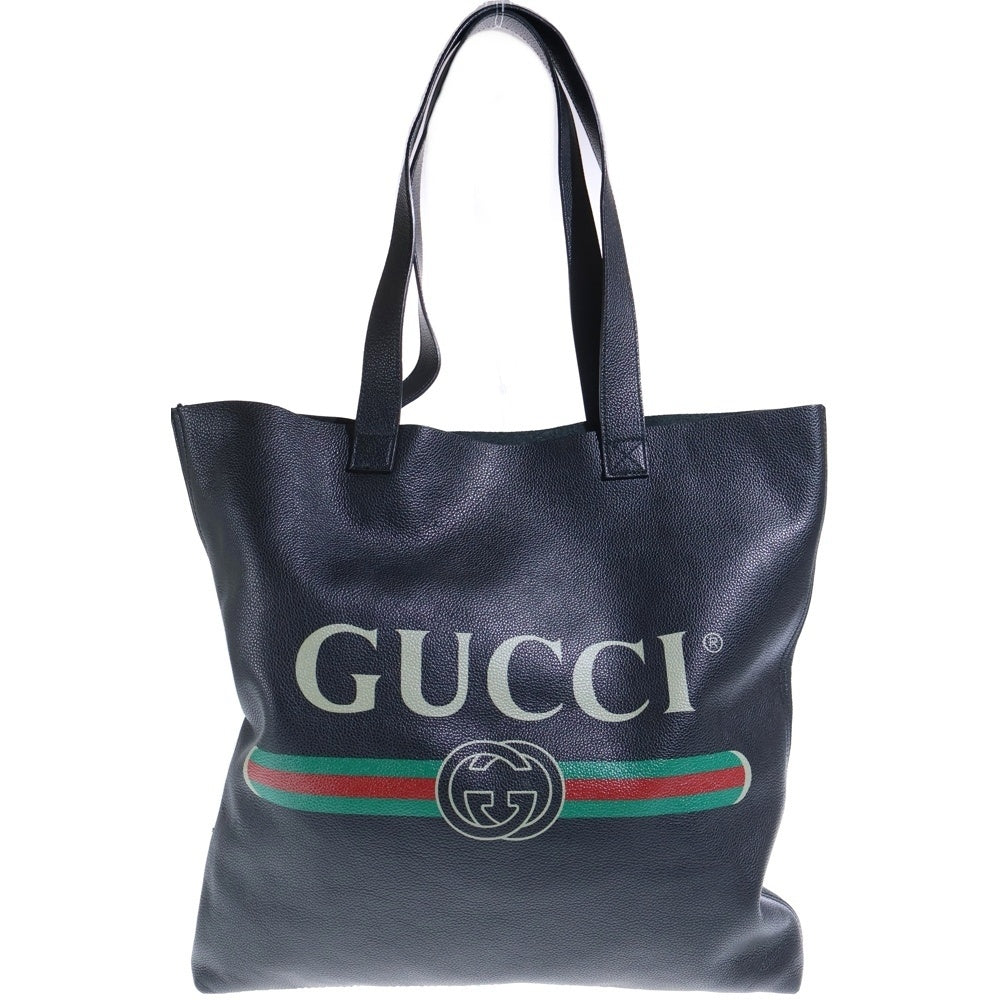 GUCCI(グッチ) シェリーライン GGロゴプリント レザートートバッグ ブラック 572768 525040