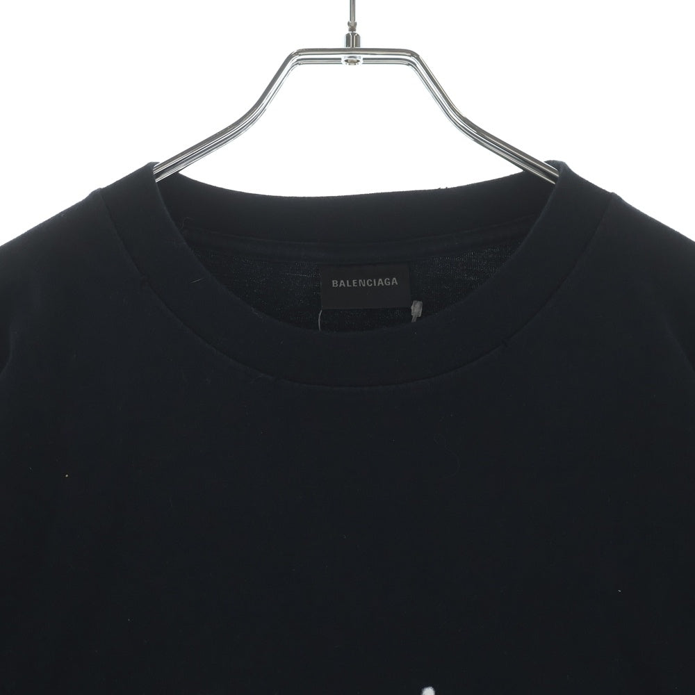 BALENCIAGA(バレンシアガ) 23AW HAND DRAWN POLITICAL CAMPAIGN ハンドドローン ポリティカル キャンペーン 両面プリント ロゴ オーバーサイズ 半袖Tシャツ ブラック 641655 TNVE7