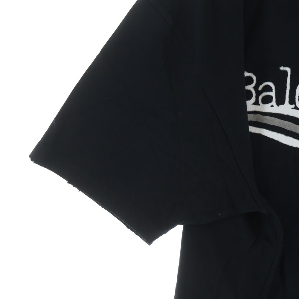 BALENCIAGA(バレンシアガ) 23AW HAND DRAWN POLITICAL CAMPAIGN ハンドドローン ポリティカル キャンペーン 両面プリント ロゴ オーバーサイズ 半袖Tシャツ ブラック 641655 TNVE7