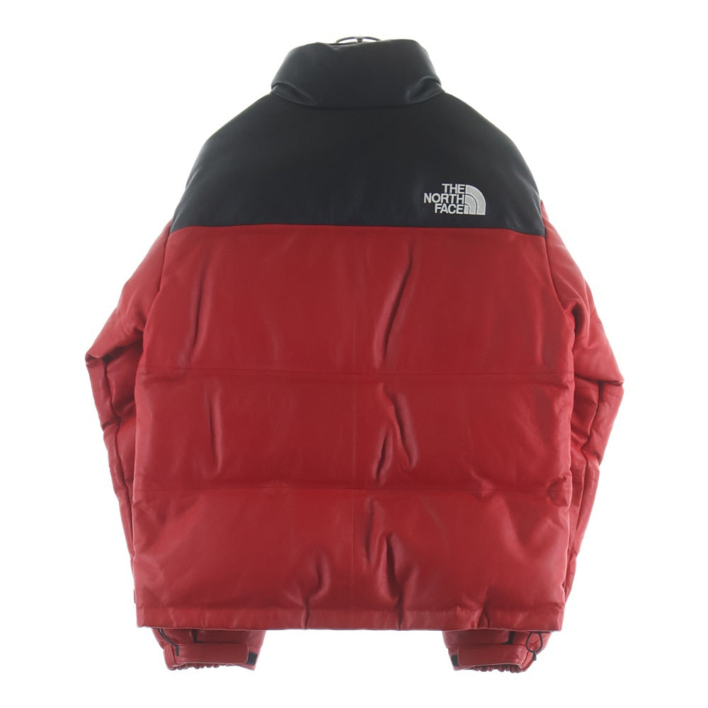 SUPREME(シュプリーム) 17AW ×THE NORTH FACE Leather Nuptse Jacket ノースフェイス レザーヌプシダウンジャケット レッド/ブラック NF0A3CAD