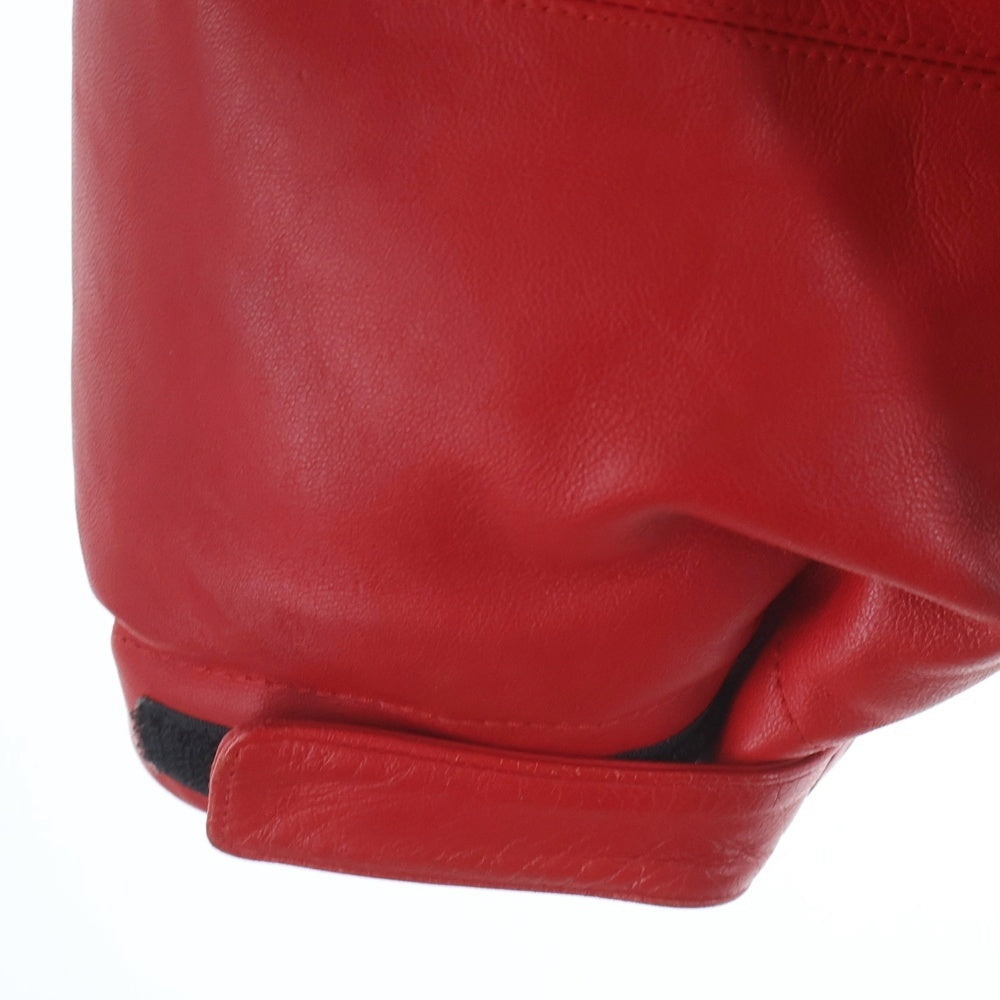 SUPREME(シュプリーム) 17AW ×THE NORTH FACE Leather Nuptse Jacket ノースフェイス レザーヌプシダウンジャケット レッド/ブラック NF0A3CAD