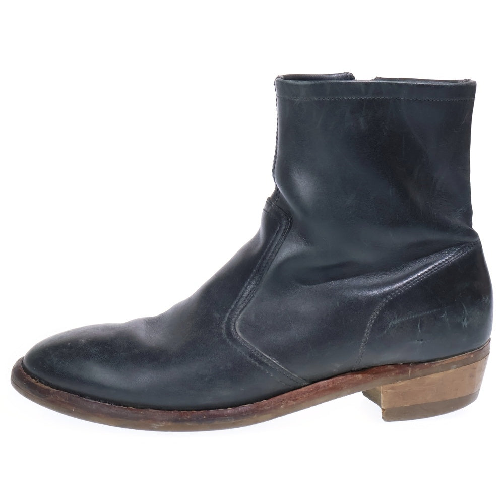 【美品】Maison Margiela ブラック レザーブーツ　38 Maison Margiela(メゾンマルジェラ) REPLICA レプリカ サイドジップ