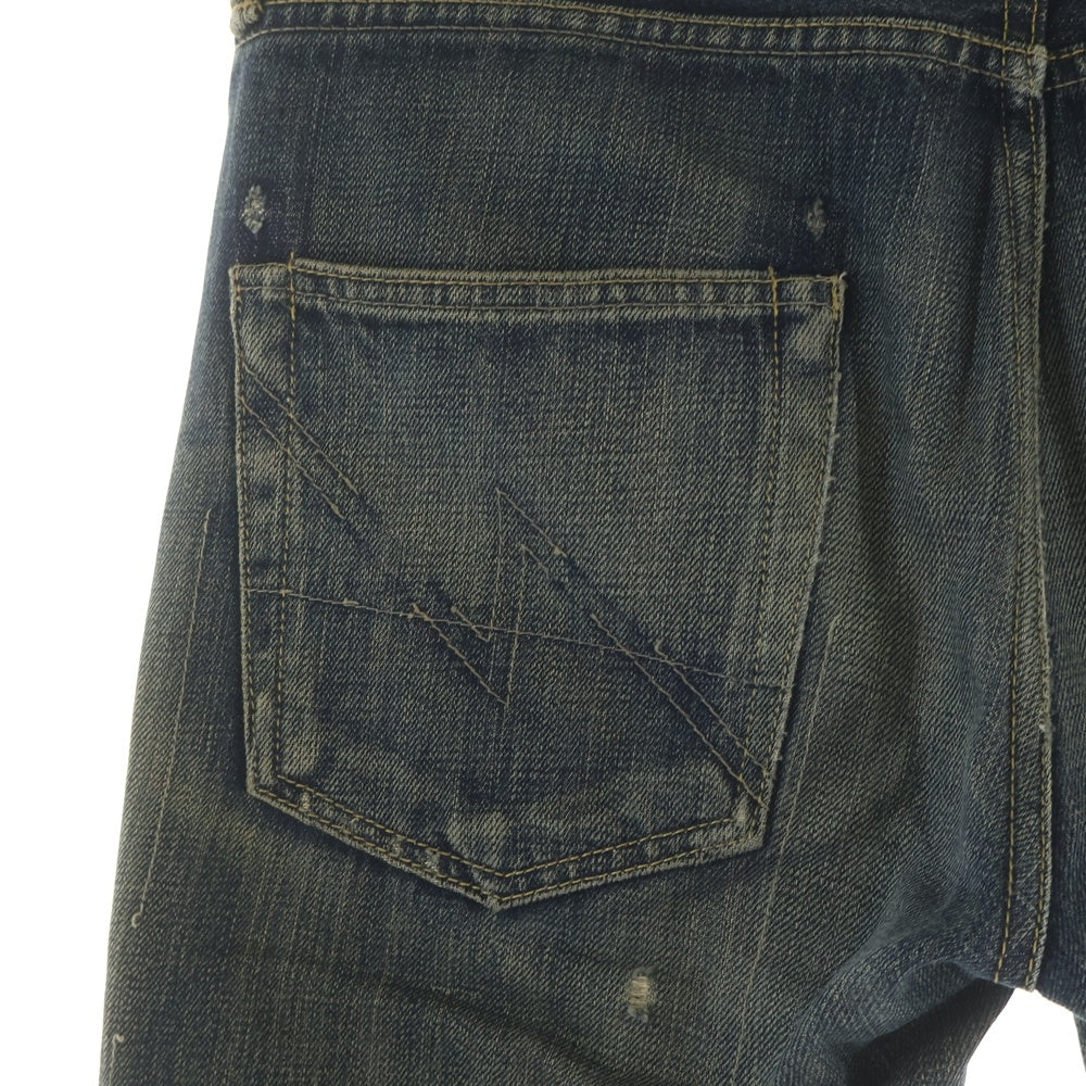 NEIGHBORHOOD(ネイバーフッド) 10AW BEYOND.SAVAGE.MARROW/14OZ-PT ダメージ加工 ジップフライ ストレートパンツ インディゴ 102DCNH-PTM13
