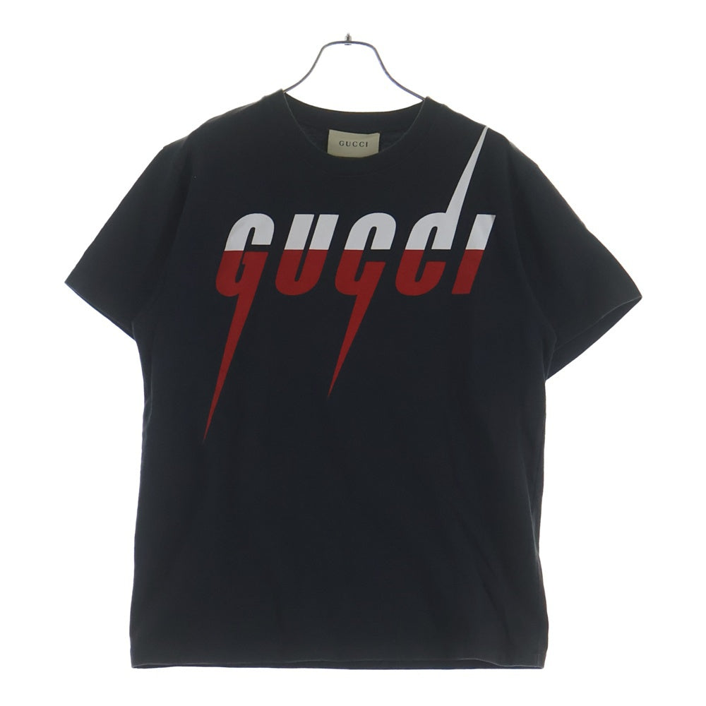 GUCCI(グッチ) ブレードロゴプリント クルーネック半袖Tシャツ カットソー ブラック 565806