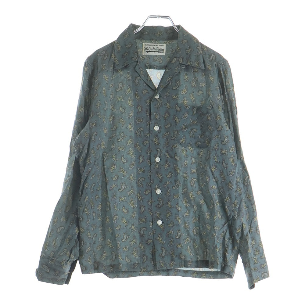 WACKO MARIA(ワコマリア) 18AW PAISLEY OPEN COLLAR SHIRT ペイズリー柄 フロントポケット オープンカラー 長袖シャツ グリーン