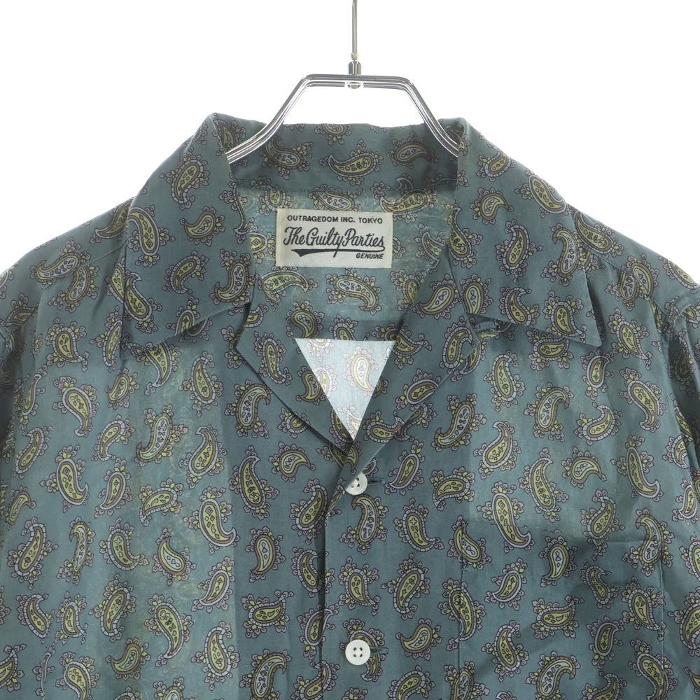 WACKO MARIA(ワコマリア) 18AW PAISLEY OPEN COLLAR SHIRT ペイズリー柄 フロントポケット オープンカラー 長袖シャツ グリーン