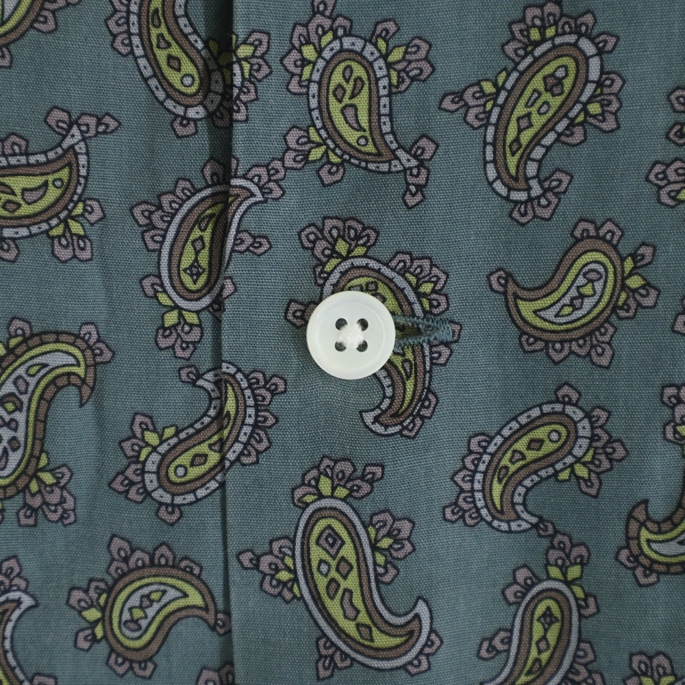 WACKO MARIA(ワコマリア) 18AW PAISLEY OPEN COLLAR SHIRT ペイズリー柄 フロントポケット オープンカラー 長袖シャツ グリーン