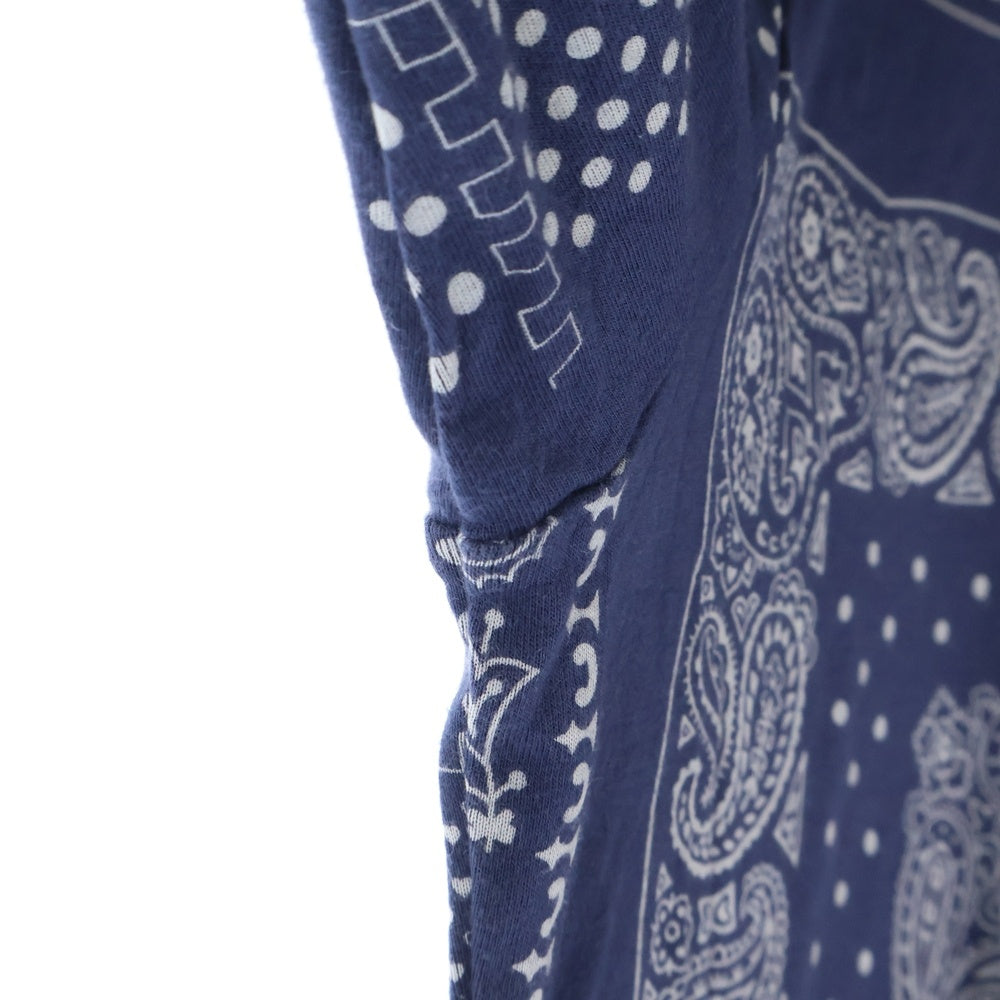 KAPITAL(キャピタル) リネン ペイズリー柄 ボタンフライ オールインワン つなぎ ネイビー