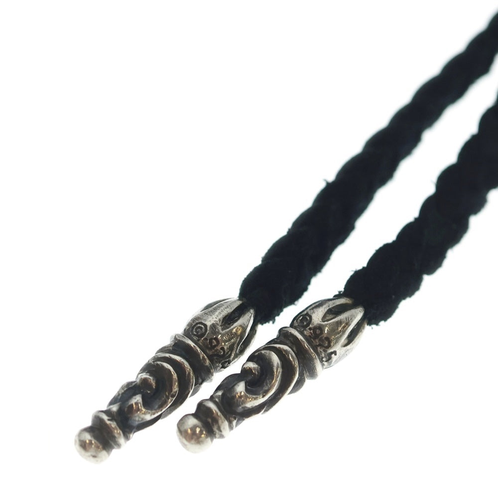 CHROME HEARTS(クロムハーツ) LEATHER BRAID SCROLL ネックレス レザーブレイドネックレス ブラック/シルバー BCA377 レディース