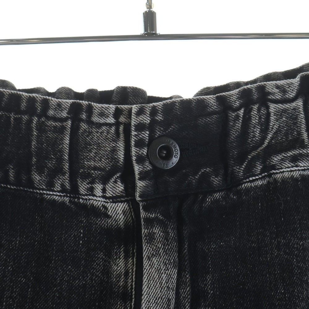 Y's(ワイズ) 8OZ DENIM CHEMICAL WASH HEM CUFFS SAROUEL PANTS エイトオンス ケミカルウォッシュ ヘムカフス サルエルデニムパンツ レディース ブラック YK-P23-008