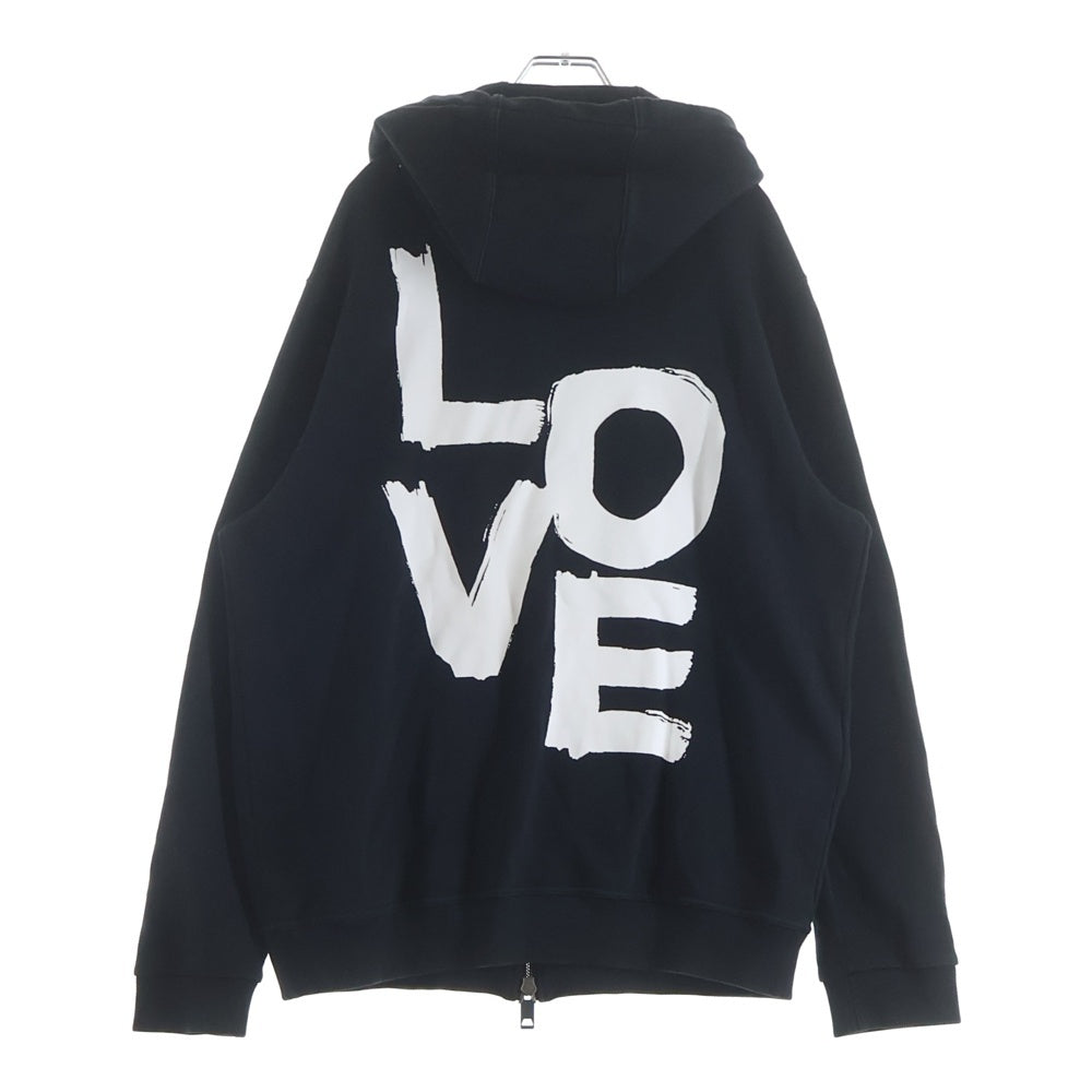 BURBERRY(バーバリー) ロゴ 両面プリント コットン フーデッド ジップアップ パーカー スウェット ブラック 8037582