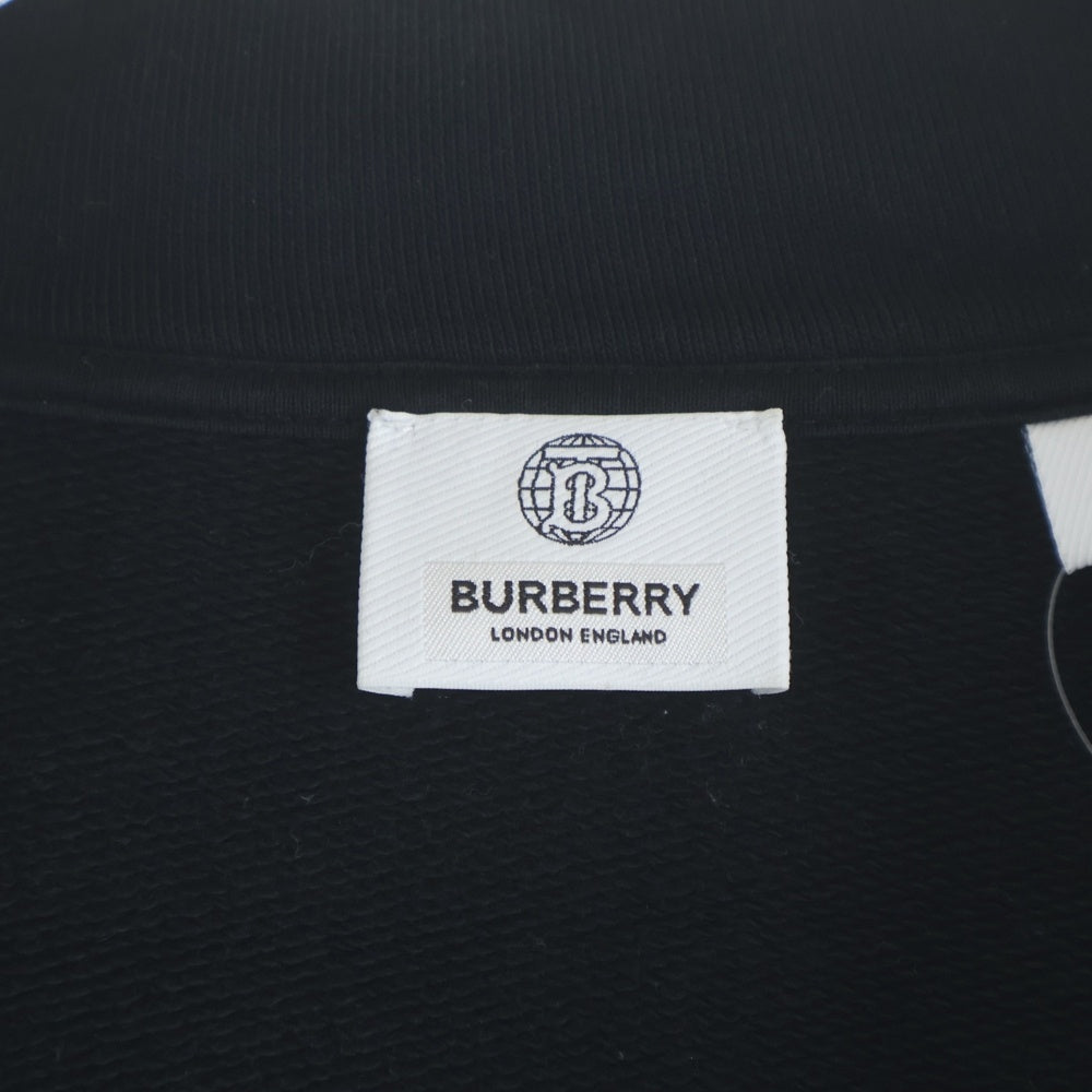 BURBERRY(バーバリー) ロゴ 両面プリント コットン フーデッド ジップアップ パーカー スウェット ブラック 8037582