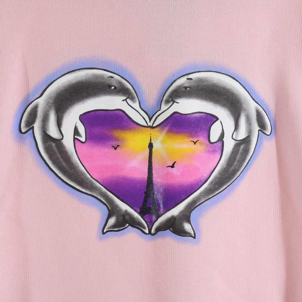 VETEMENTS(ヴェトモン) 21AW DOLPHIN HEARTS HOODIE ドルフィン ハート 両面プリント プルオーバー パーカー スウェット ピンク UA52TR790P