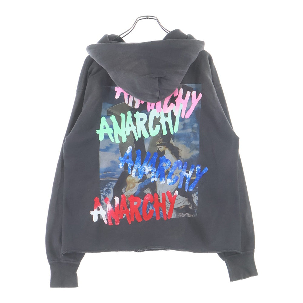 SAINT MICHAEL(セントマイケル) 25AW HOODIE ANARCHY アナーキー カットオフ プルオーバーフーディー パーカー ブラック SM-HR1-0000-119