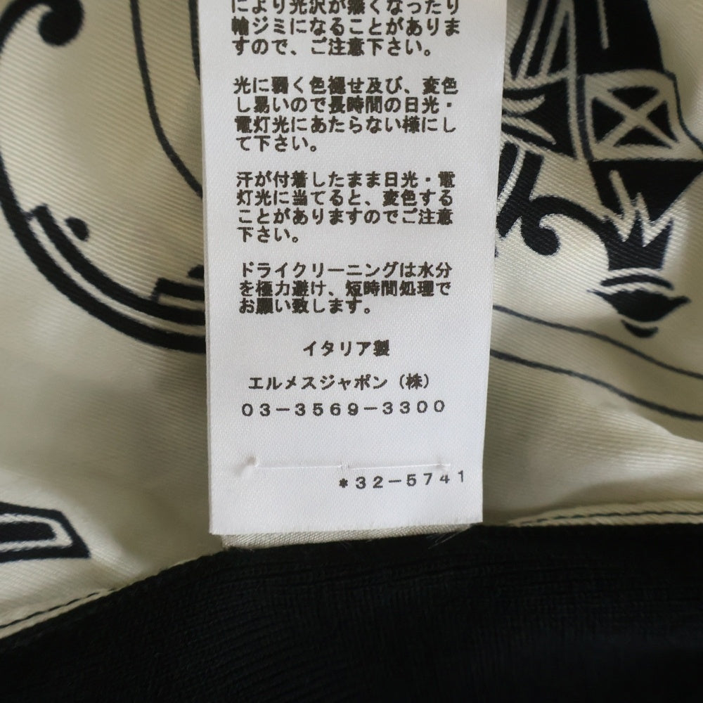 HERMES(エルメス) SOIE DECADREE ウール シルクプリント タートルネックニット セーター ブラック